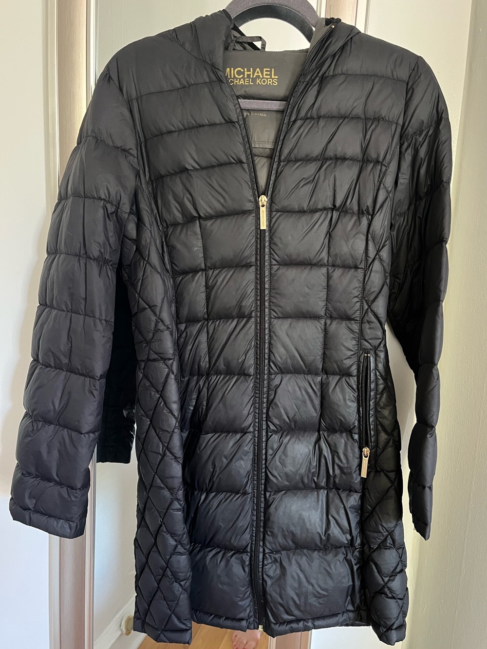 Michael Kors Black Quilted Hooded Puffer Coat